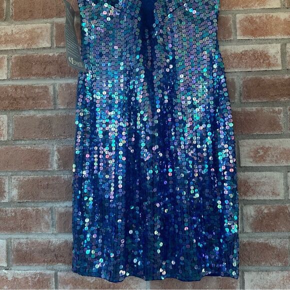 NWT Vintage 90s Niteline Della Roufogali Sequin Party Dress Blue Women’s 8 Eras - Picture 6 of 7